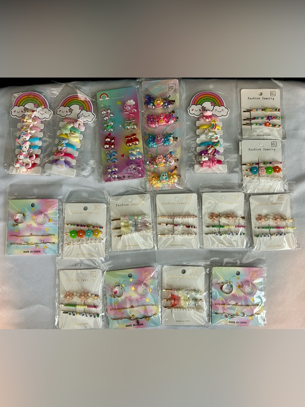 Kids Rainbow Unicorn & Mermaid Hair Clips, ties, barrettes and jewelry.
